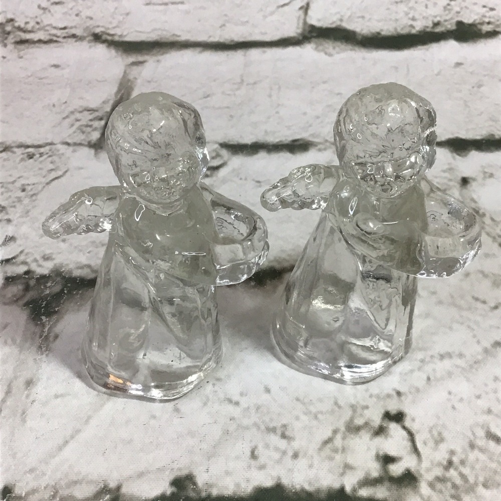 Vintage Angels Clear Cut Glass‎ Holiday Christmas Decor Lot Of 2 Figurines